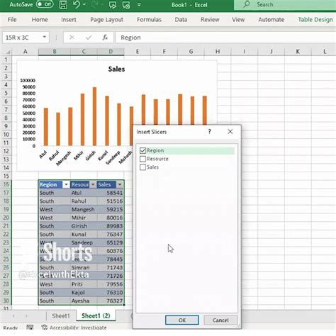 How To Make A Dynamic Chart Using Slicers In Excel Youtube