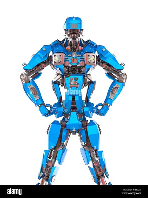 cyber mech is doing a power pose front view, 3d illustration Stock ...