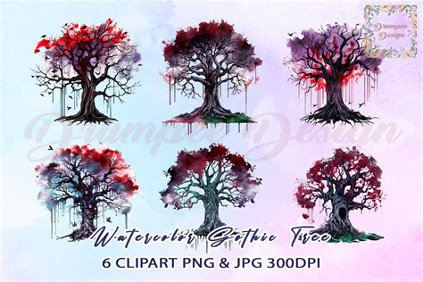 Watercolor Gothic Tree Clipart Graphic By Drumpee Design Creative Fabrica