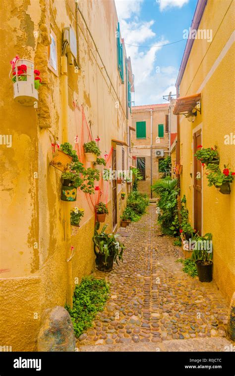 Alghero old town, Italy Stock Photo - Alamy