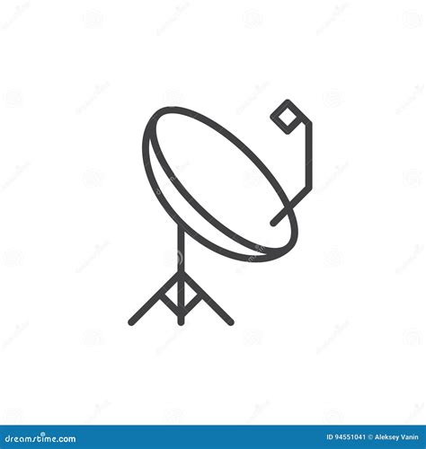 Parabolic Satellite Antenna Line Icon Outline Vector Sign Linear