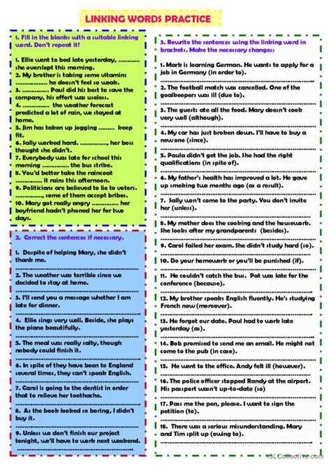 Linking Words Practice Linking I English Esl Worksheets Pdf Doc