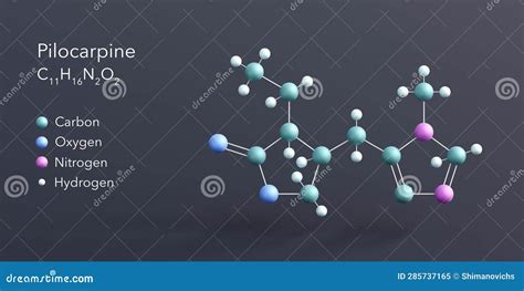 Pilocarpine Molecule D Rendering Flat Molecular Structure With