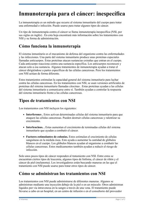 Text Inmunoterapia Para El Cáncer Inespecífica Healthclips Online