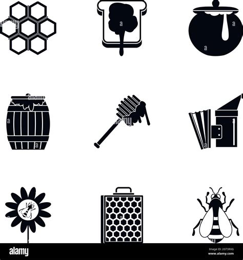 Honey Production Icons Set Simple Style Stock Vector Image And Art Alamy