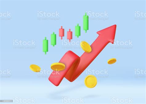 3dwachstumsaktiendiagramm Finanzgrafik Candlestick Mit Pfeil Nach Oben Handel Mit Aktien Oder