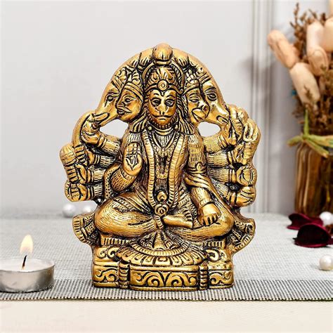 Buy LABHCART Ashtadhatu Panchmukhi Hanuman Wall Art Metal Hanuman