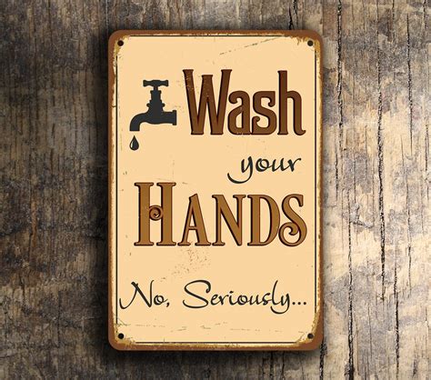 Wash Your Hands Sign Restroom Signs Classic Metal Signs Restroom Sign Wash Your Hands