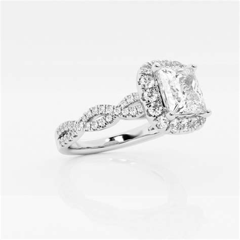 Ctw Princess Lab Grown Diamond Double Twist Halo Engagement Ring