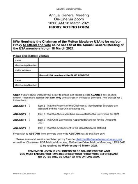 Fillable Online PROXY VOTING FORM 2021 Fax Email Print PdfFiller