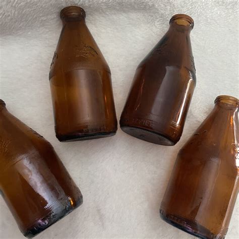 Lot Of 4 Anheuser Busch Stubby Amber Brown Glass Beer Bottles Etsy UK