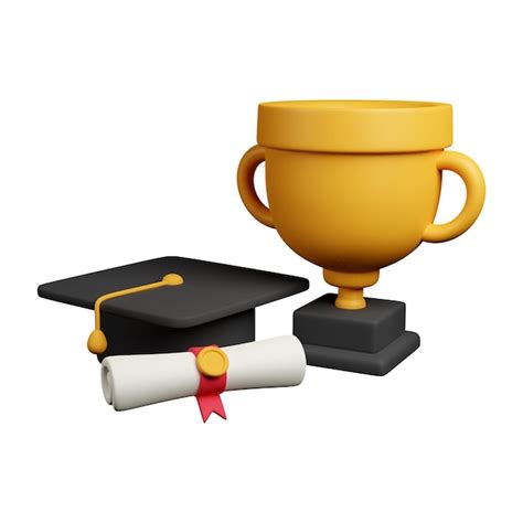 Chapeau De Graduation Avec Diplôme Et Trophée Photo Premium