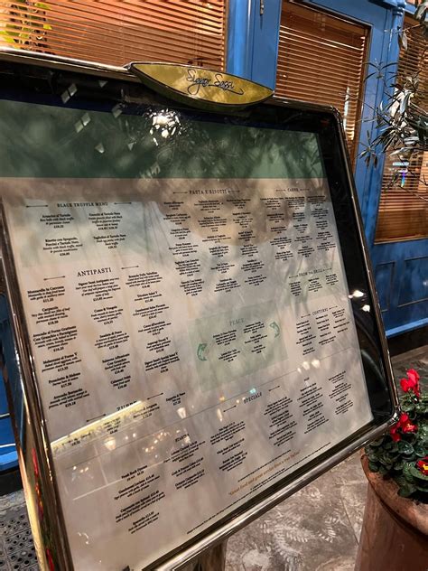 Menu at Signor Sassi restaurant, London