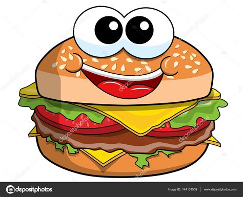 Personaje Feliz Hamburguesa De Dibujos Animados Aislado — Vector De