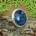 Natural Dumortierite Ring Round Silver Ring Blue Stone Ring Sterling