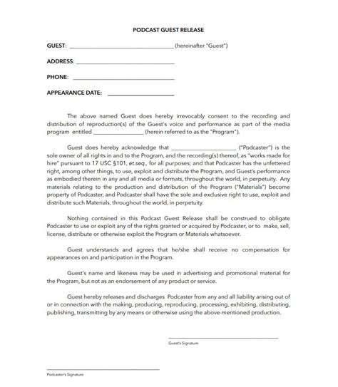 Podcast Guest Agreement Template