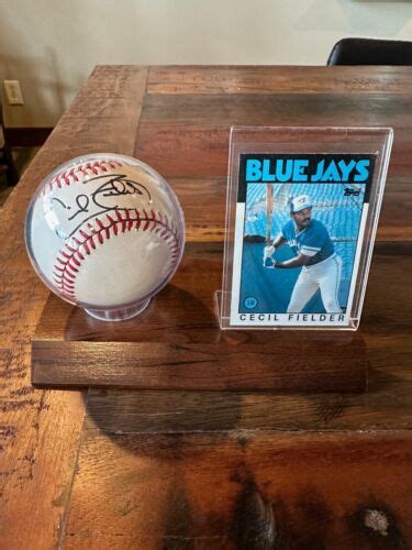 CECIL FIELDER Topps 1986 ROOKIE CARD Blue Jays AND Autographed BASEBALL