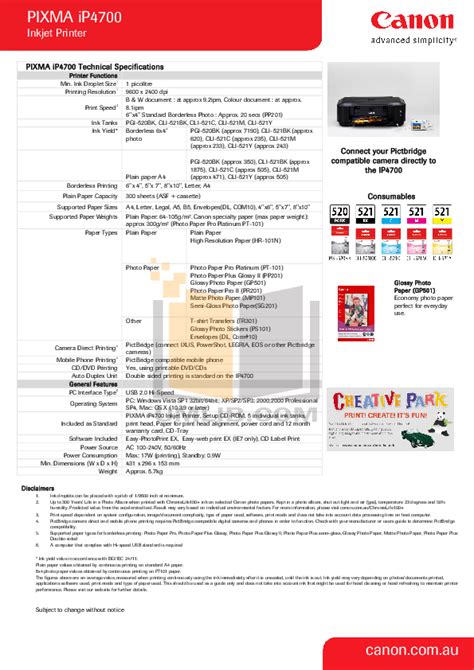 PDF manual for Canon Printer PIXMA iP4700