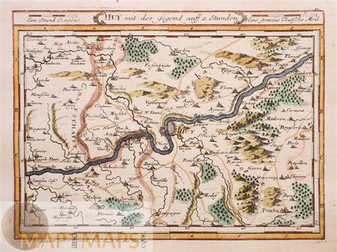 Huy Wallonia Belgium antique map by Bodenehr 1720 | MAPandMAPs