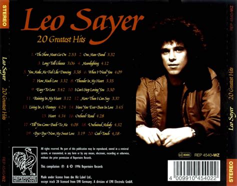 Car Tula Trasera De Leo Sayer 20 Greatest Hits Portada