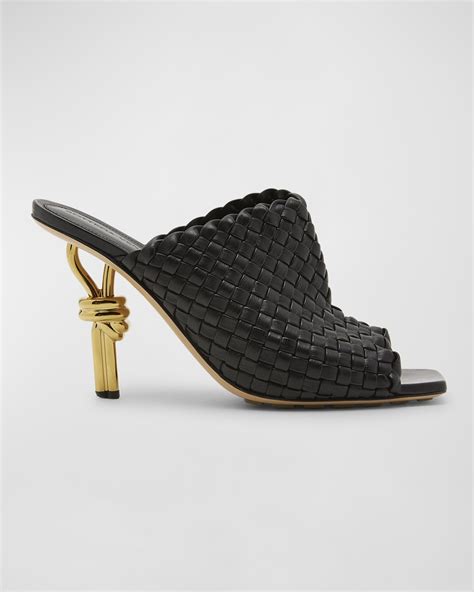 Bottega Veneta Knot Leather Heeled Sandals Neiman Marcus