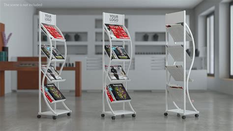 White Magazine Display Mockup With Magazines 3d Model 29 3ds Blend