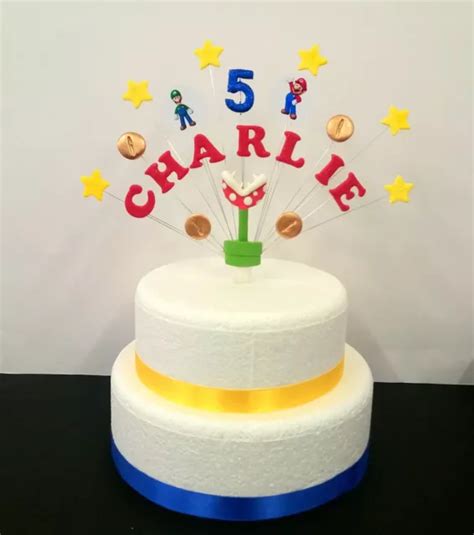 Super Mario And Luigi Theme Birthday Cake Topper Personalised Name And