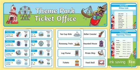 Theme Park Ticket Office Role Play Pack Teacher Made