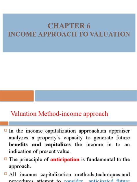 Chapter 6 Income Approach Pdf Discounted Cash Flow Real Estate Appraisal