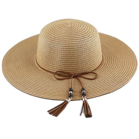 Womens Floppy Summer Sun Beach Wide Brim Straw Hat Ebay