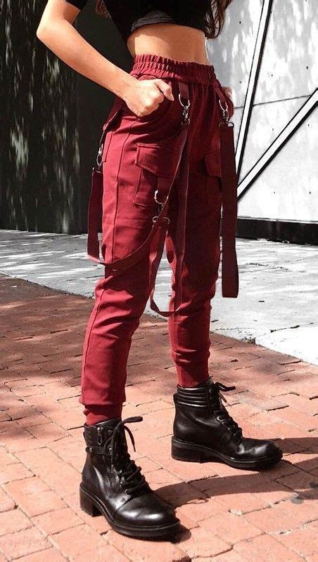 High Waist Cargo Pants With Belts Belts Cargo High Pants Rock