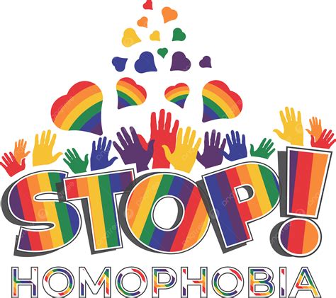 Pare A Homofobia Png Com Texto De Cor Do Arco íris E Mãos Criando