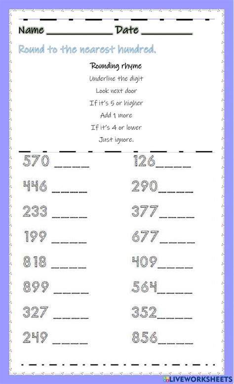 Round Decimals To The Nearest Hundredth Math Worksheets