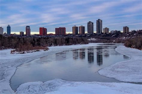 Edmonton River Valley Skyline in the Winter Stock Photo - Image of ...