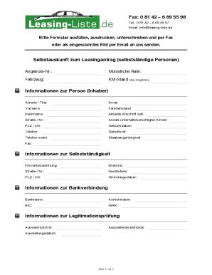 Ausfüllbar Online Fax 0 81 426 69 55 98 Selbstauskunft zum