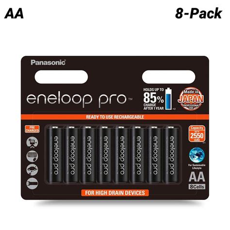 Panasonic Bk 3hcce 8bt 8 Pack Eneloop Pro Aa High Capacity 2550mah