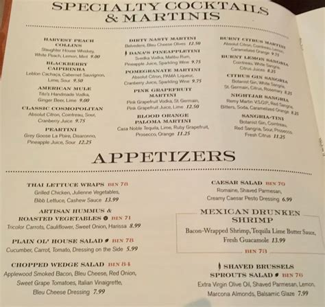 Cooper S Hawk Middleton Menu