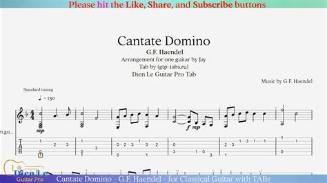 Cantate Domino Gf Handel For Classical Guitar With Tabs Youtube