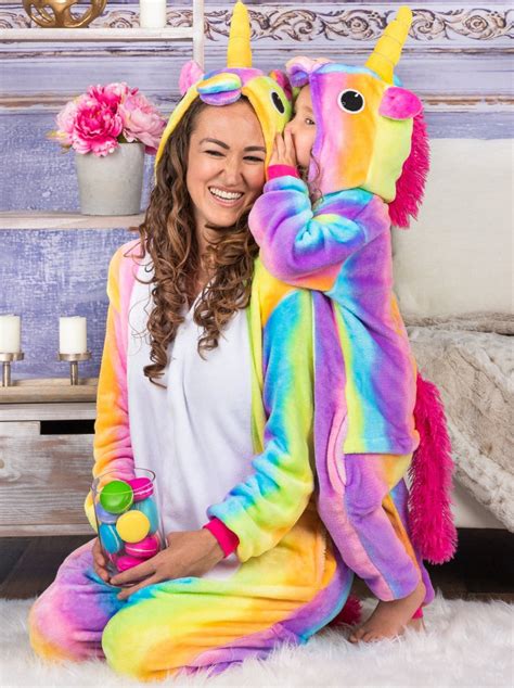 Mommy And Me Pastel Rainbow Unicorn Onesie Pajamas Mia Belle Girls