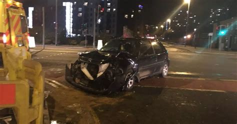 Car Smashed Up After Crash With Bus And Another Vehicle In Leeds City