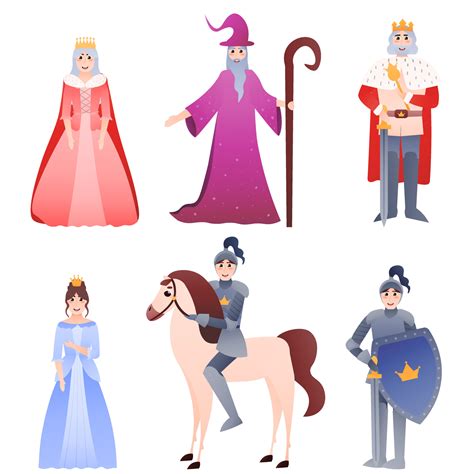 Fairy tale character set in cartoon childish style isolated on white ...