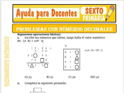 Problemas Con Decimales Primaria