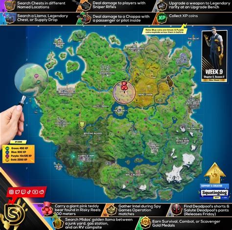 Carte de triche des défis Fortnite Mission de Midas Semaine 9 Dexerto fr