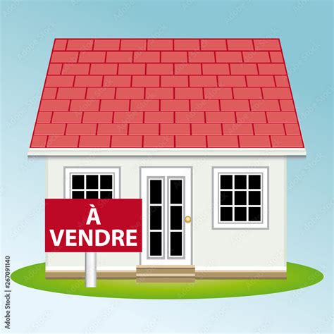 Maison Vendre Illustration Vectorielle Immobilier Stock Vector