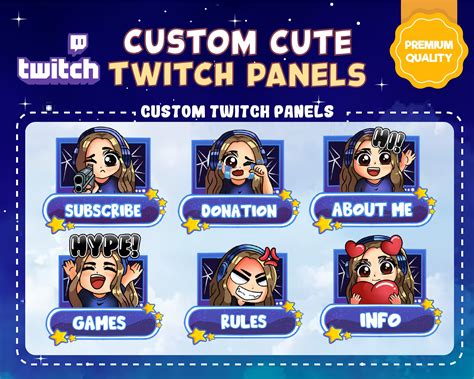 Custom Chibi Cute Twitch Panels For Your Stream Personalized Twitch