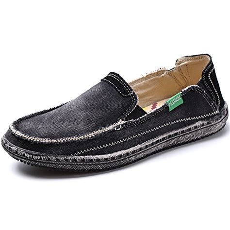 Vilocy Mens Slip On Deck Shoes Canvas Loafer Vintage Flat Boat Shoes