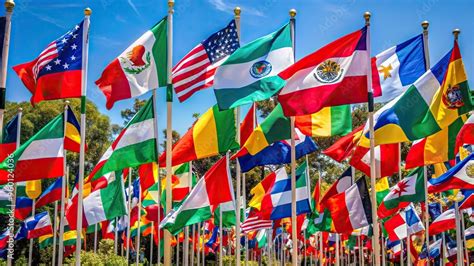 Vibrant Collection Of Colorful Hispanic Flags Waving In The Wind