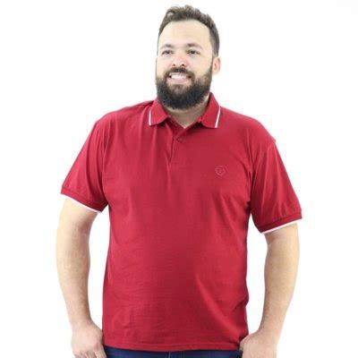 Camisa Masculina Gola Polo Plus Size B Sica Lisa Bordado Compre