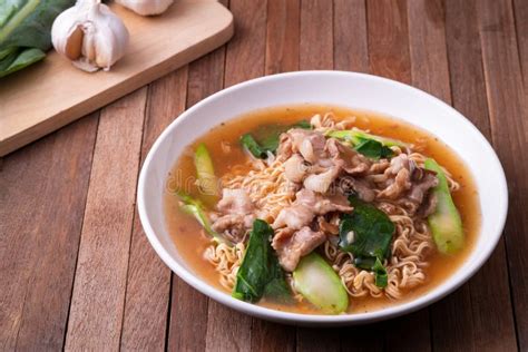 Instant Noodles With Pork In Gravy Sauce Stock Photo Image Of Pepper