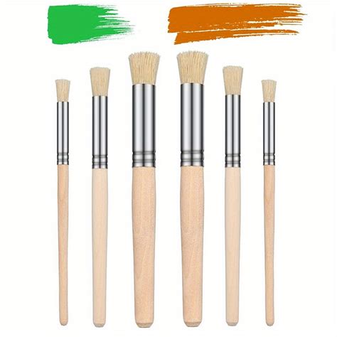 Pcs Wooden Stencil Brushes Pure Natural Stencil Hog Bristle Brushes